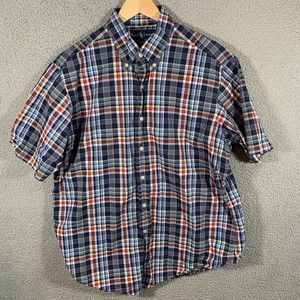 Ralph Lauren Shirt Men's L Blue Short Sleeve Button Down Classic Fit Casual Work